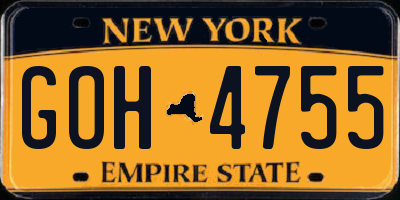 NY license plate GOH4755