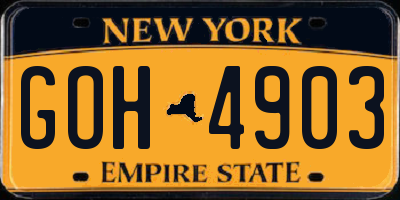 NY license plate GOH4903