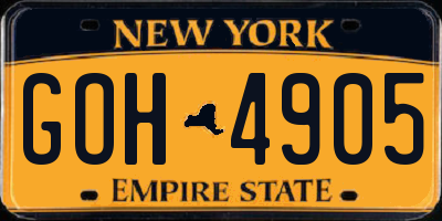 NY license plate GOH4905