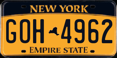 NY license plate GOH4962
