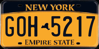 NY license plate GOH5217