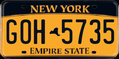 NY license plate GOH5735