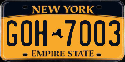 NY license plate GOH7003