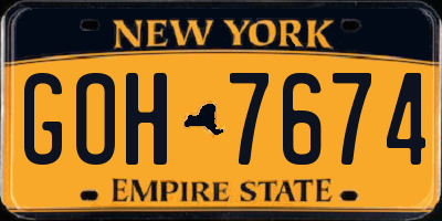 NY license plate GOH7674
