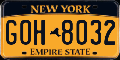NY license plate GOH8032
