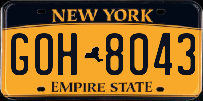 NY license plate GOH8043