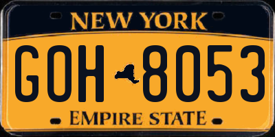 NY license plate GOH8053