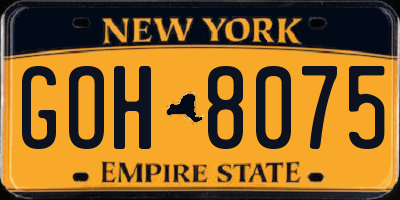 NY license plate GOH8075