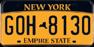 NY license plate GOH8130