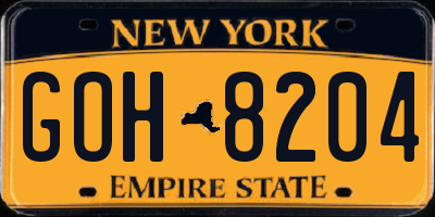 NY license plate GOH8204