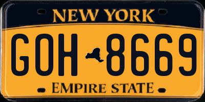 NY license plate GOH8669