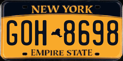 NY license plate GOH8698
