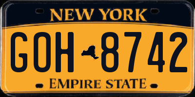 NY license plate GOH8742