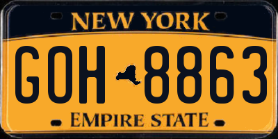 NY license plate GOH8863