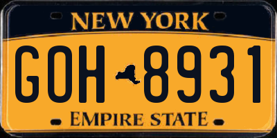 NY license plate GOH8931