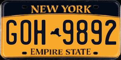 NY license plate GOH9892