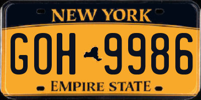 NY license plate GOH9986