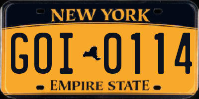 NY license plate GOI0114