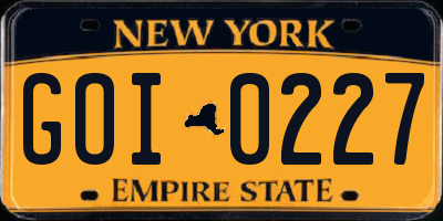 NY license plate GOI0227