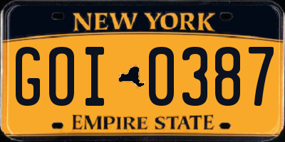 NY license plate GOI0387