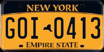 NY license plate GOI0413