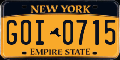 NY license plate GOI0715