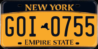NY license plate GOI0755