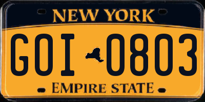 NY license plate GOI0803
