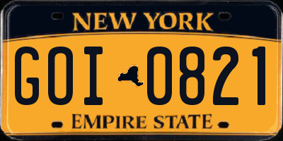 NY license plate GOI0821