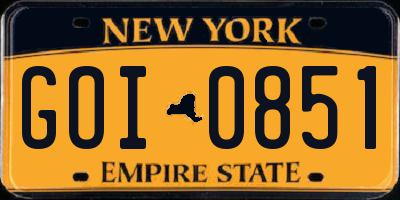 NY license plate GOI0851