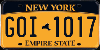 NY license plate GOI1017