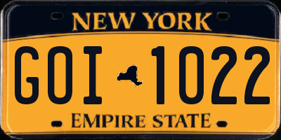 NY license plate GOI1022