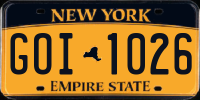 NY license plate GOI1026