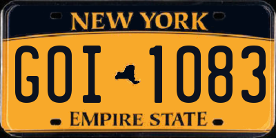 NY license plate GOI1083