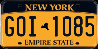 NY license plate GOI1085