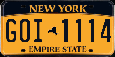 NY license plate GOI1114