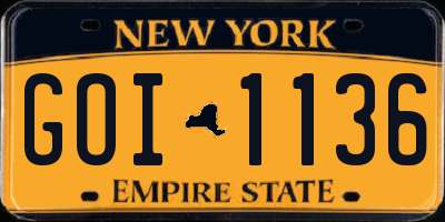 NY license plate GOI1136