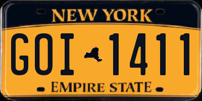 NY license plate GOI1411