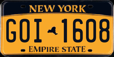 NY license plate GOI1608