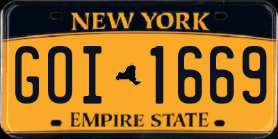 NY license plate GOI1669