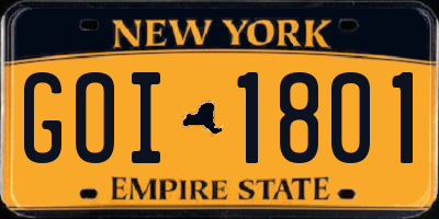 NY license plate GOI1801