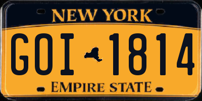 NY license plate GOI1814