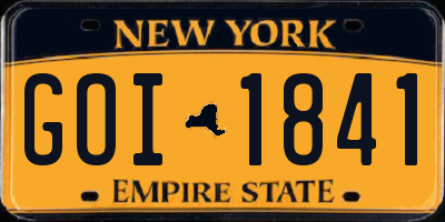 NY license plate GOI1841