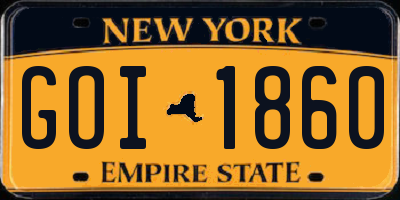 NY license plate GOI1860