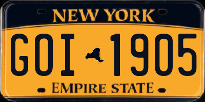 NY license plate GOI1905