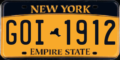 NY license plate GOI1912