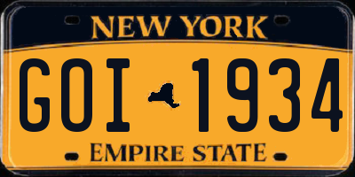 NY license plate GOI1934