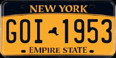 NY license plate GOI1953