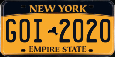 NY license plate GOI2020