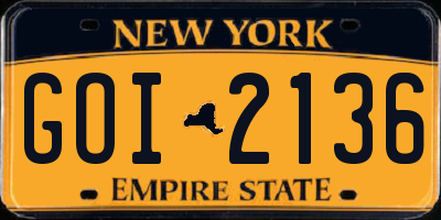 NY license plate GOI2136